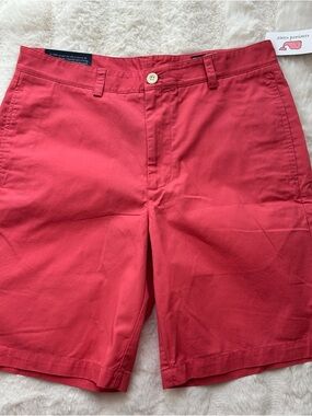 Vineyard Vines Coral-Red Flat Front Men's Shorts